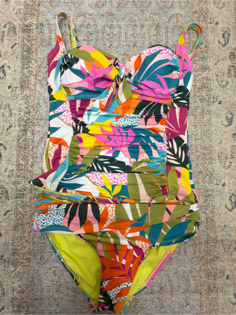 Bleu Rod Beattie Multi-Color Tropical Print Tankini size 8D/8
